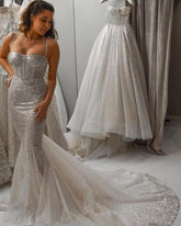 Custom Made Mermaid Silver Sequins Wedding Dresses - MyChicDress